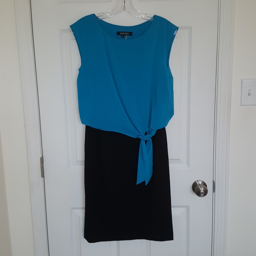 Ellen Tracy Teal and Black Dress